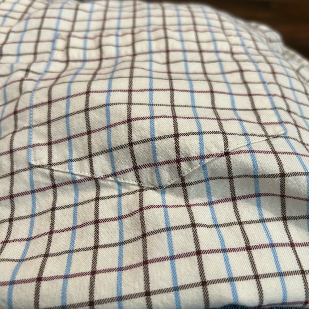 Madewell Women’s Oversized Ex-Boyfriend Plaid Shirt Small Cream Brown Blue - Picture 9 of 12